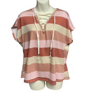 Fantastic Fawn pink/orange striped top size small but would fit up